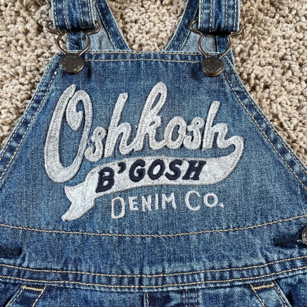 OshKosh B'gosh Denim Dungarees Overalls Kids Size‎ 9M Blue Jeans Baby Toddler